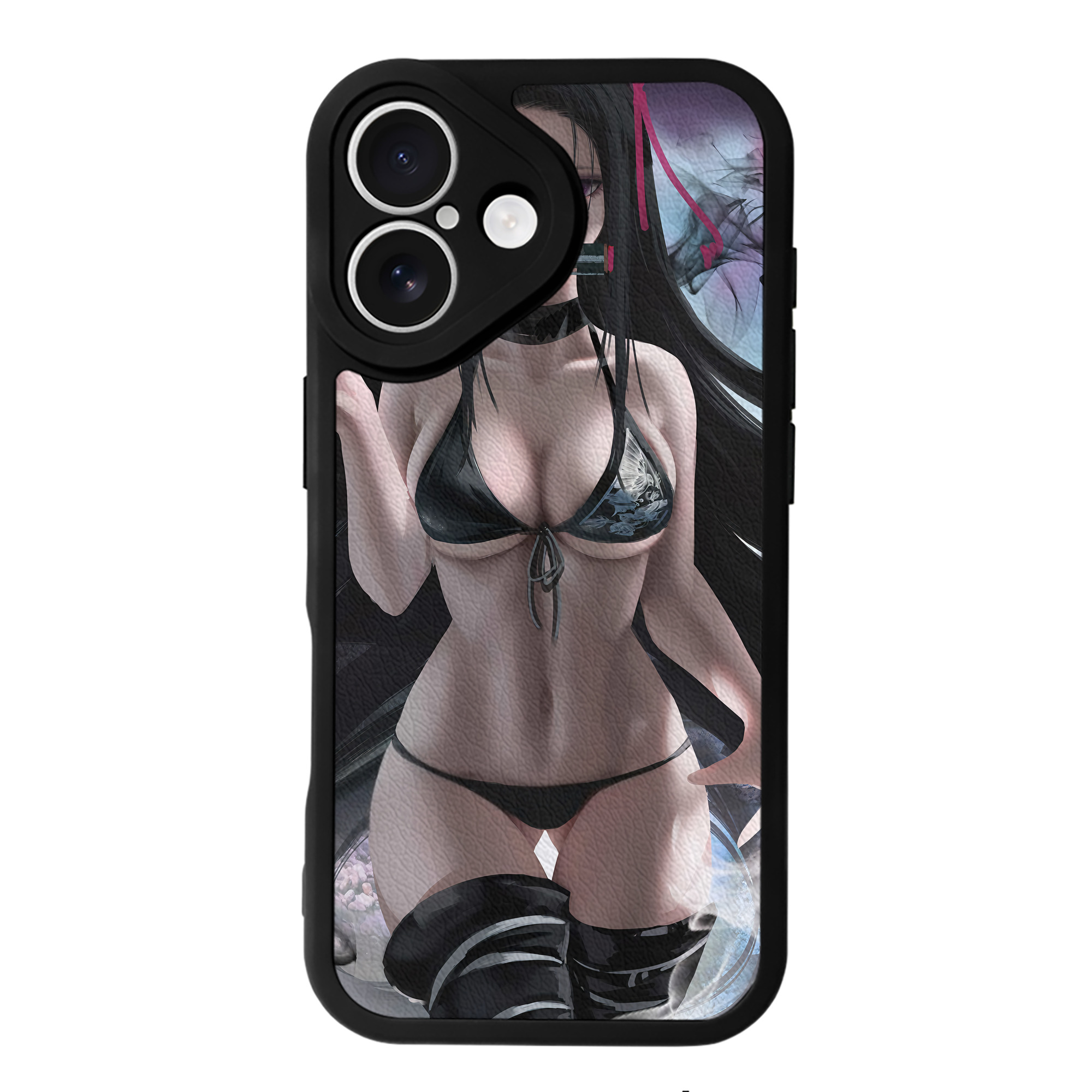 （画像用） 鬼滅の刃（きめつのやいば）竈門 禰󠄀豆子／かまど ねずこ Kamado Nezuko 【iPhone 16シリーズ対応】シリコンスマホケース（レザー調） 材質：シリコン